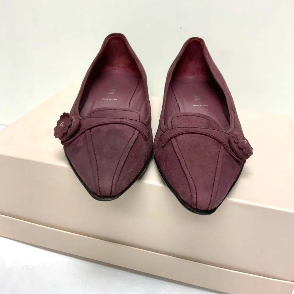 Prada purple suede pointed toe low heels 37.5